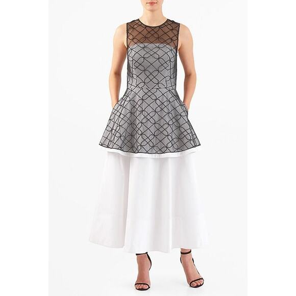 eshakti Dresses & Skirts - Eshakti Meah Layered Sleeveless Maxi Dress Size Medium Black White